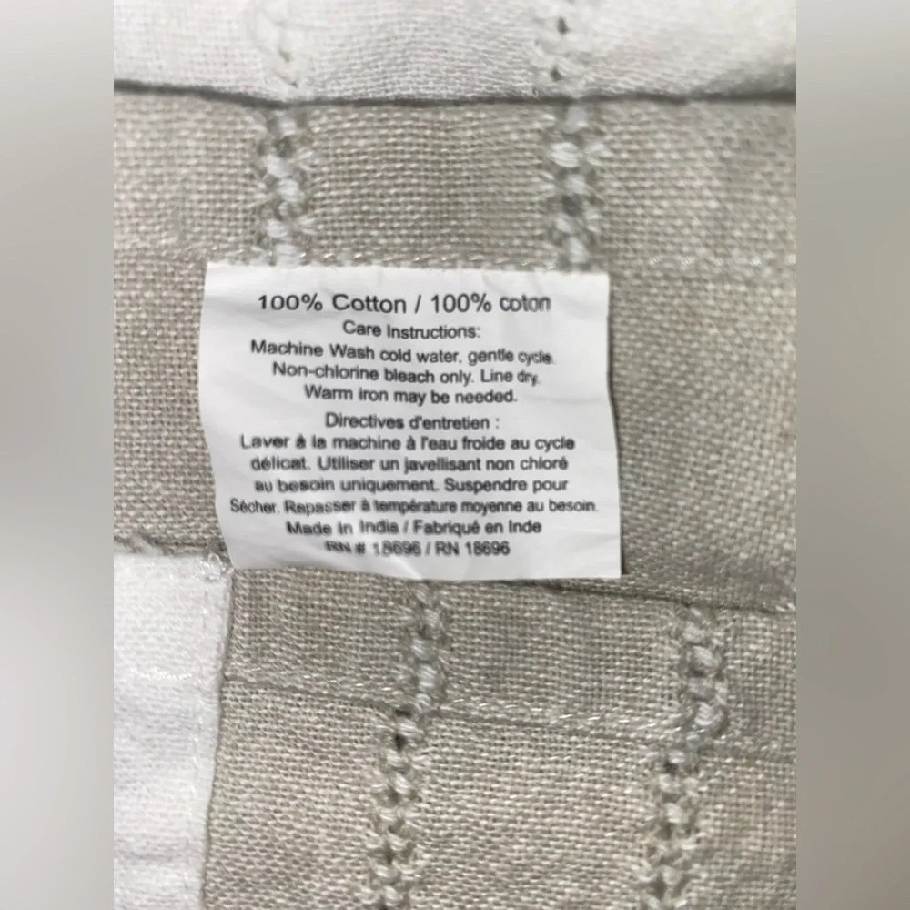 100 PERCENT COTTON SHOWER CURTAIN WITH WHITE AND TAN STRIPES